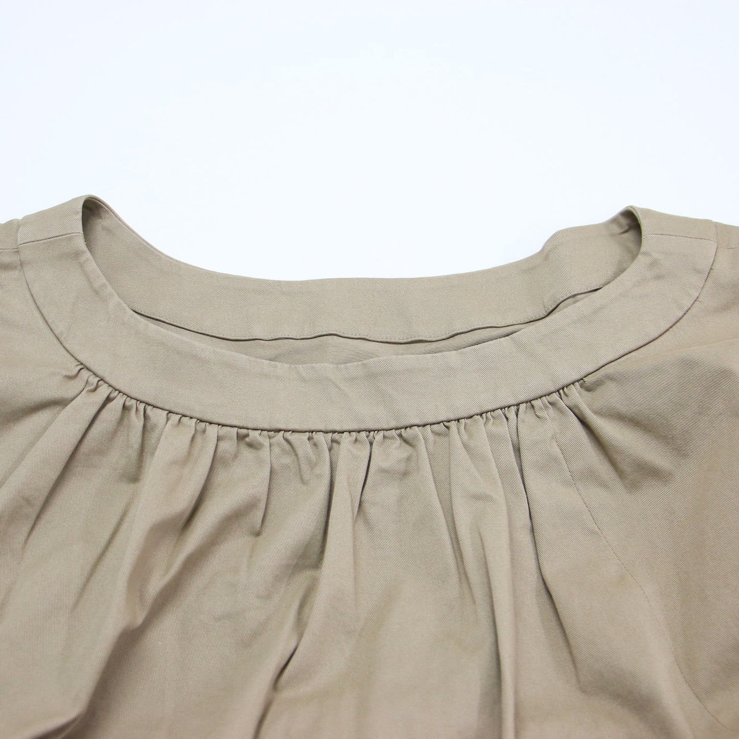 25春夏 ボリューム コットン ドレス / VOLUME COTTON DRESS ワンピース ハーフスリーブ チノ カットオフ ギャザー コットン