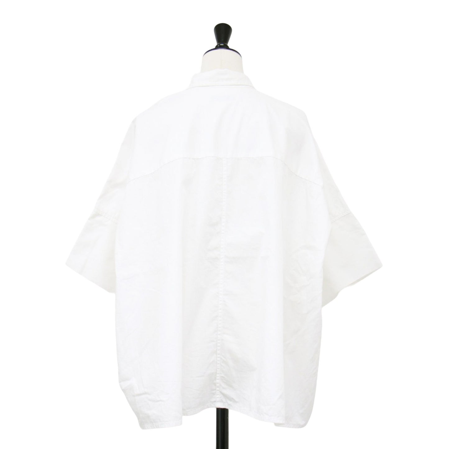 24春夏 コットン ブロード ボクシー シャツ / 半袖 5分袖 クロップド丈 レギュラーカラー コットン