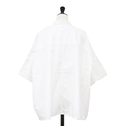 24春夏 コットン ブロード ボクシー シャツ / 半袖 5分袖 クロップド丈 レギュラーカラー コットン