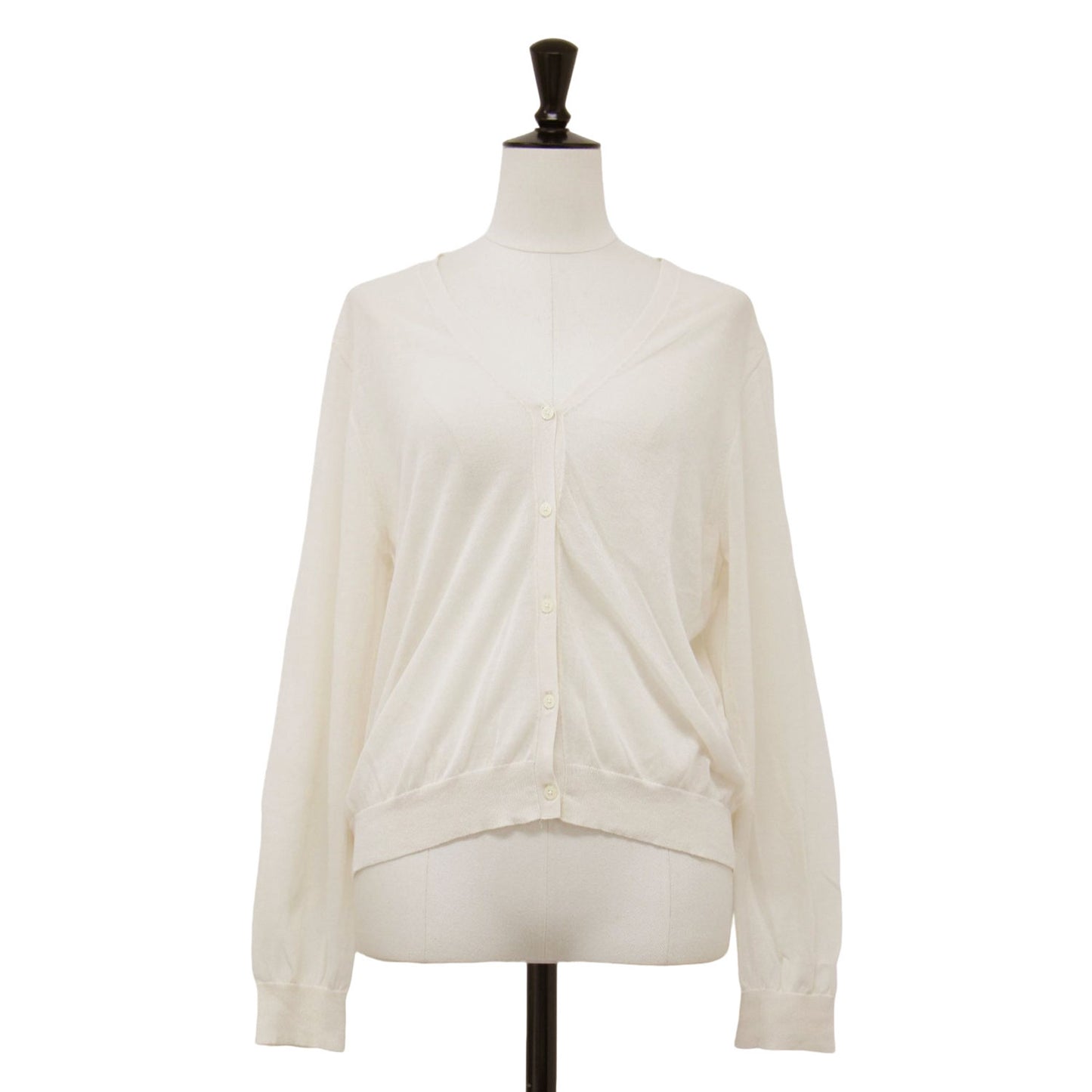 Vネック シアー ニット カーディガン / 長袖 コットン ナイロン