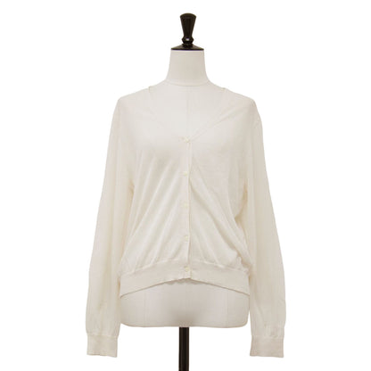 Vネック シアー ニット カーディガン / 長袖 コットン ナイロン