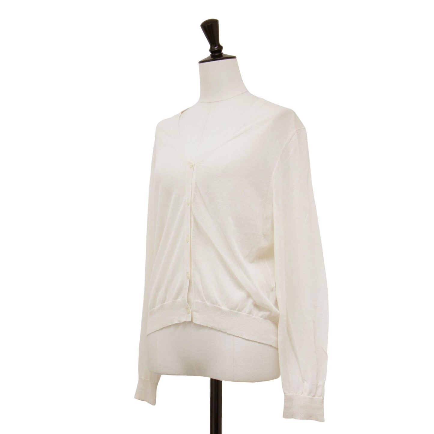 Vネック シアー ニット カーディガン / 長袖 コットン ナイロン