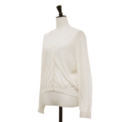 Vネック シアー ニット カーディガン / 長袖 コットン ナイロン