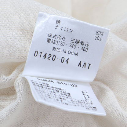 Vネック シアー ニット カーディガン / 長袖 コットン ナイロン