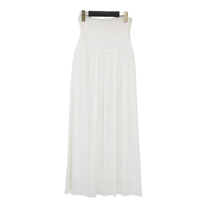 シャーリング レースアップ スカート / ロング丈 ウエストゴム ストレッチ