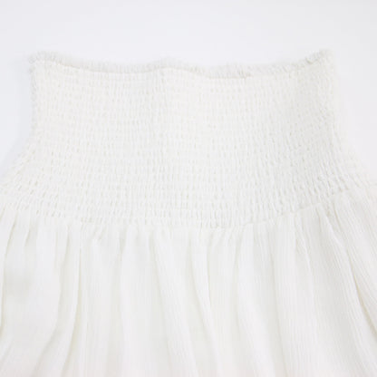 シャーリング レースアップ スカート / ロング丈 ウエストゴム ストレッチ