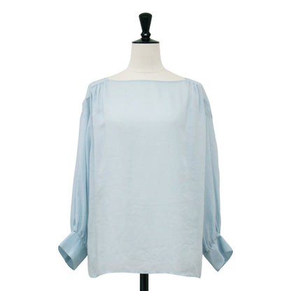 シアー クロス ボリューム スリーブ ブラウス / プルオーバー 長袖 ボリューム スリーブ ギャザー