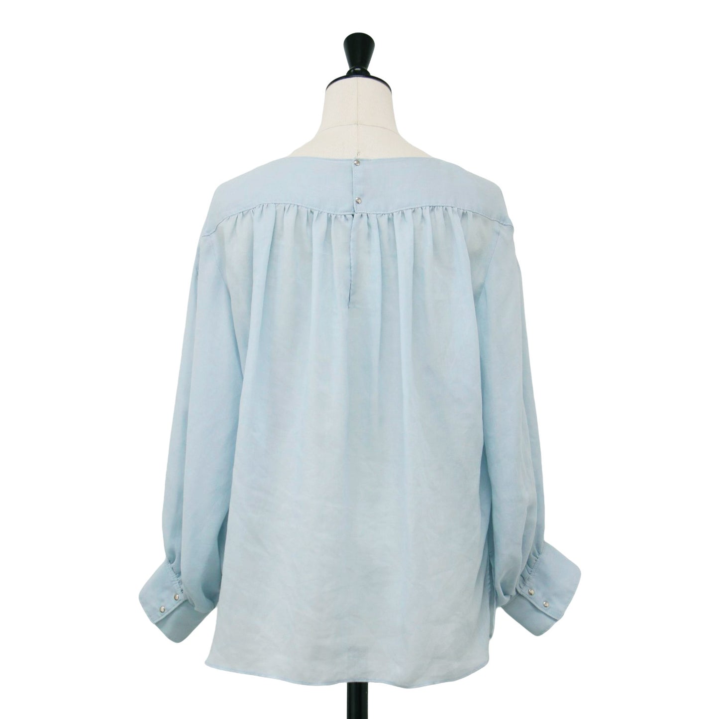 シアー クロス ボリューム スリーブ ブラウス / プルオーバー 長袖 ボリューム スリーブ ギャザー