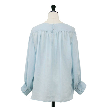 シアー クロス ボリューム スリーブ ブラウス / プルオーバー 長袖 ボリューム スリーブ ギャザー