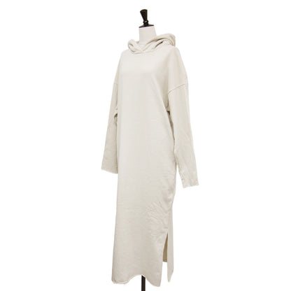 21秋冬 フーディ スウェット ワンピース / biowash hoodie パーカー 長袖 マキシ丈 ストレート ポケット スリット コットン