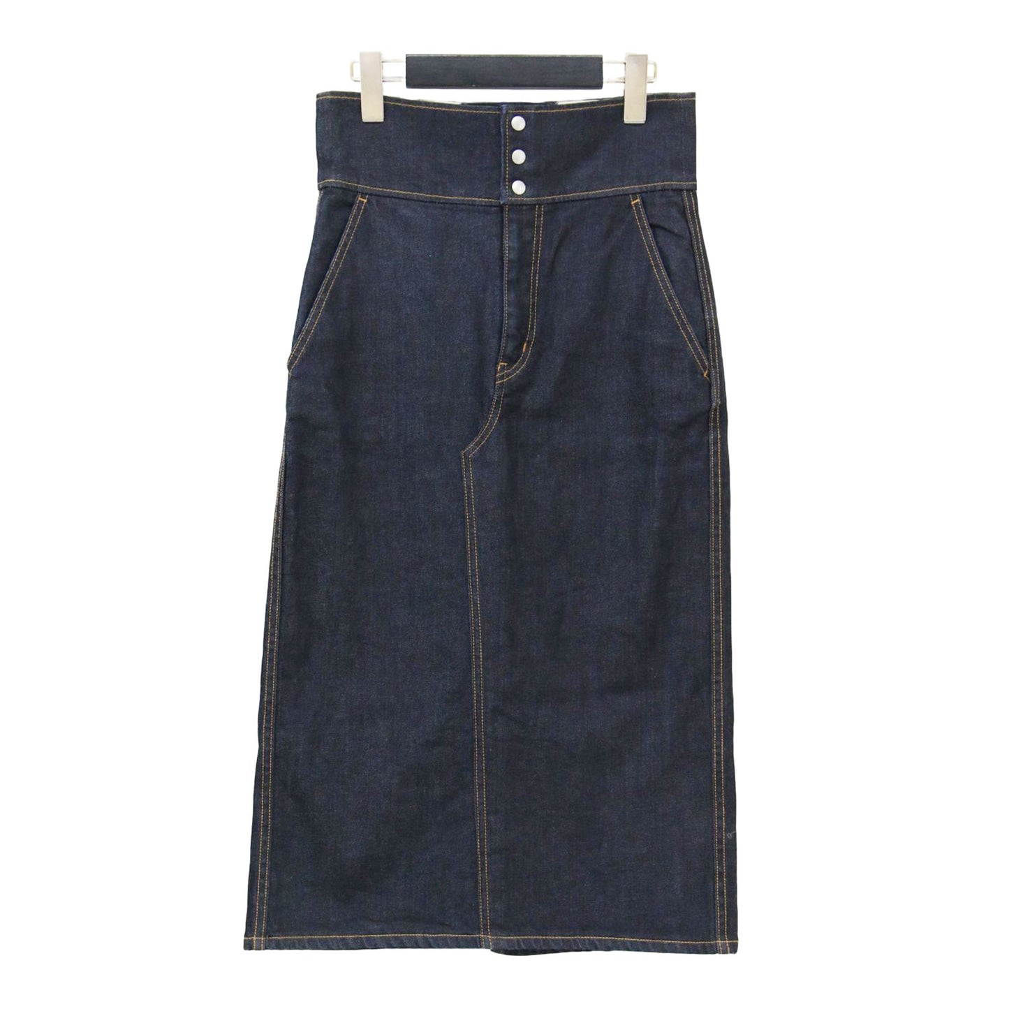 コットン デニム レースアップ Iライン スカート / ロング丈 タイト スリット ストレッチ