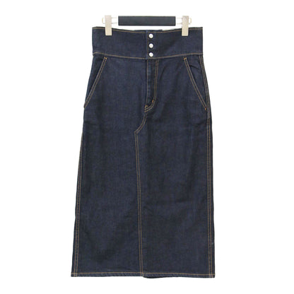 コットン デニム レースアップ Iライン スカート / ロング丈 タイト スリット ストレッチ