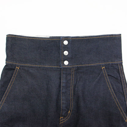コットン デニム レースアップ Iライン スカート / ロング丈 タイト スリット ストレッチ