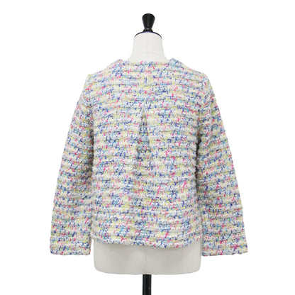 カラーニット ツイード ニット ジャケット / カーディガン 長袖 ノーカラー ヨネトミ