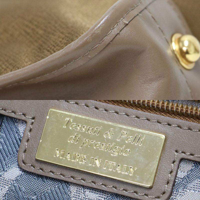 レザーハンドル ナイロン トートバッグ / ハンドバッグ ロゴ 肩掛け 本革