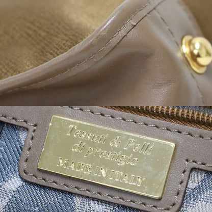 レザーハンドル ナイロン トートバッグ / ハンドバッグ ロゴ 肩掛け 本革