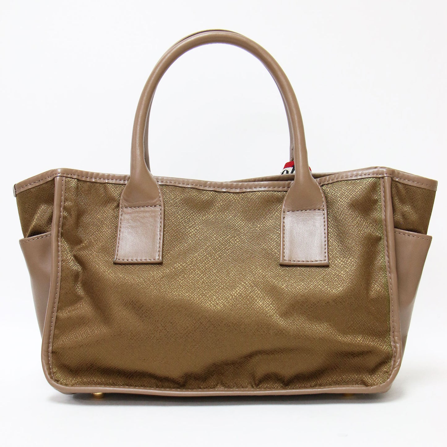 レザーハンドル ナイロン トートバッグ / ハンドバッグ ロゴ 肩掛け 本革