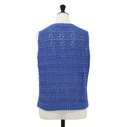 25春夏 クロッシェ編み ノースリーブ ニット / Eyelet Stitch Emma Sweater プルオーバー ショート丈 クルーネック 透かし編み アイレット