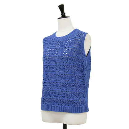 25春夏 クロッシェ編み ノースリーブ ニット / Eyelet Stitch Emma Sweater プルオーバー ショート丈 クルーネック 透かし編み アイレット
