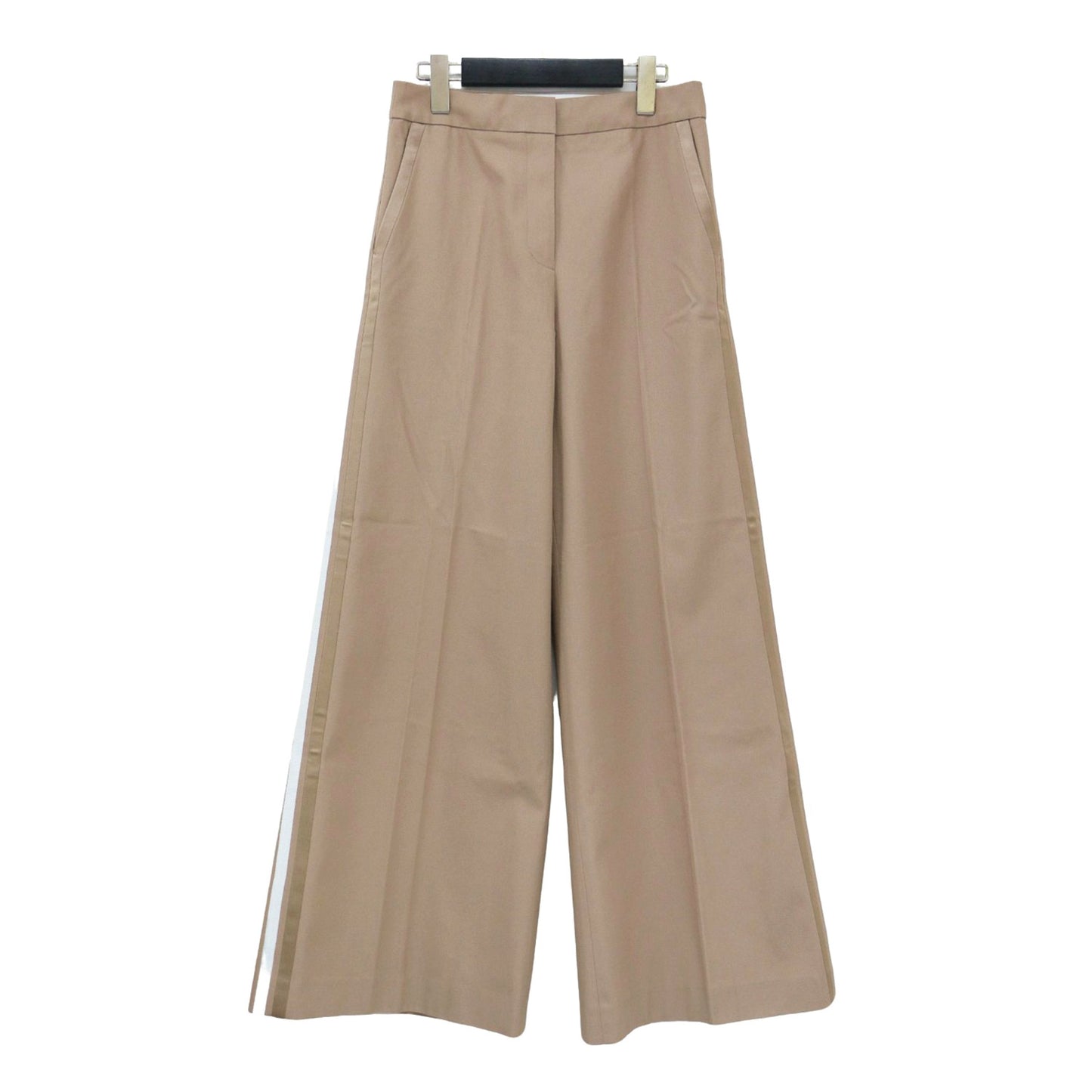 異素材 サイドライン ワイド パンツ / Cotton Gabardine Aライン フレア センタープレス コットン