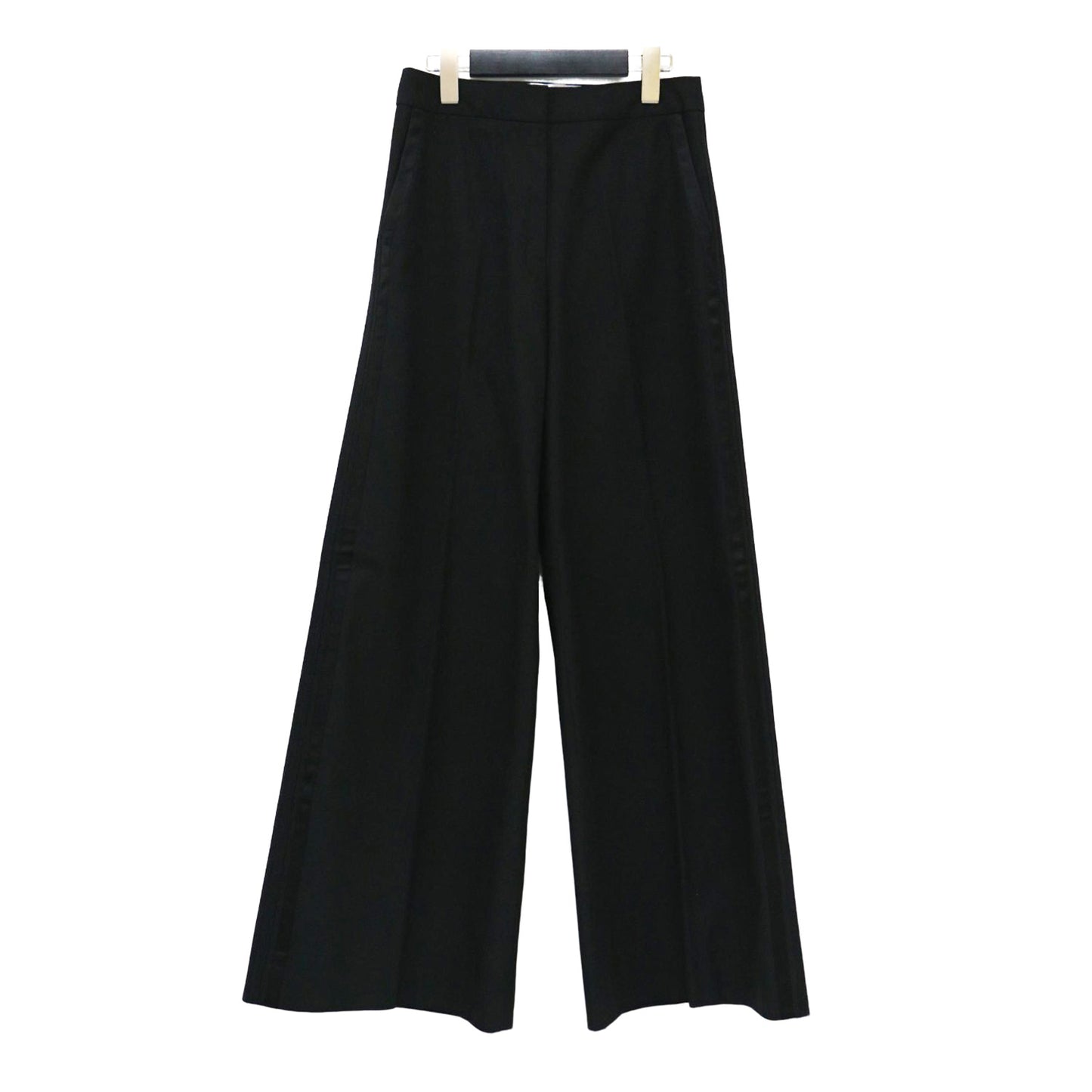 異素材 サイドライン ワイド パンツ / Cotton Gabardine Aライン フレア センタープレス コットン