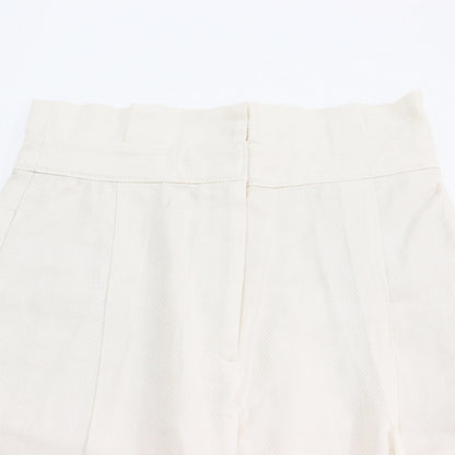ハイウエスト リネン パンツ / Linen Kersey ワイド タック センタープレス シャンブレー カルゼ素材