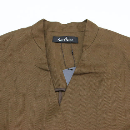 24春夏 ヘリンボーン ベスト / ジレ Vネック 金釦 コットン リネン