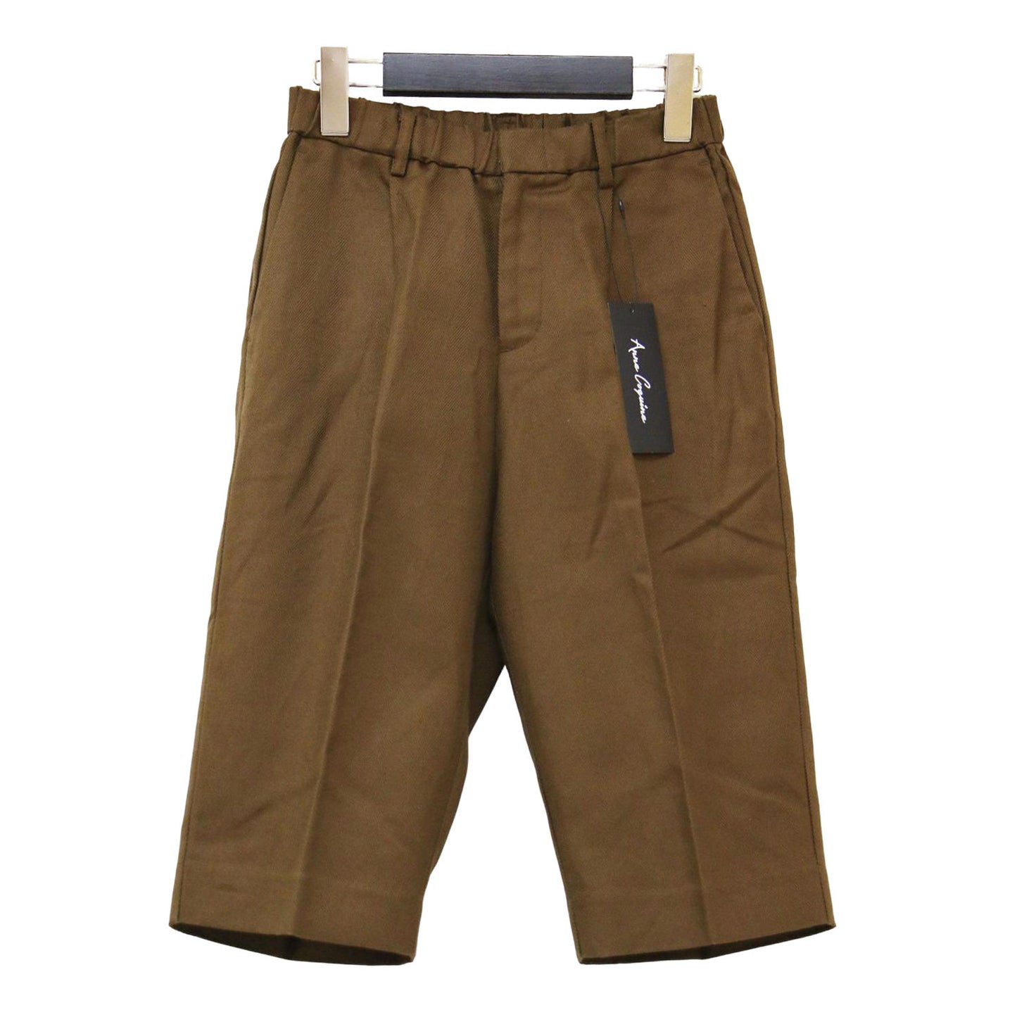 24春夏 ヘリンボーン ショートパンツ / センタープレス タック ウエストゴム コットン リネン ネップ加工