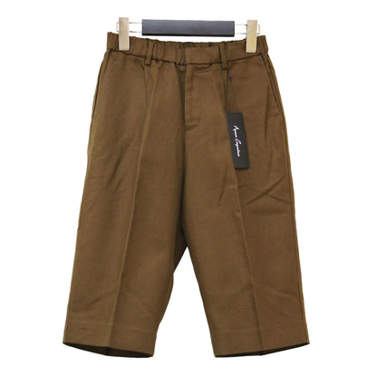 24春夏 ヘリンボーン ショートパンツ / センタープレス タック ウエストゴム コットン リネン ネップ加工