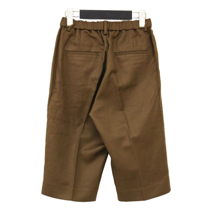 24春夏 ヘリンボーン ショートパンツ / センタープレス タック ウエストゴム コットン リネン ネップ加工