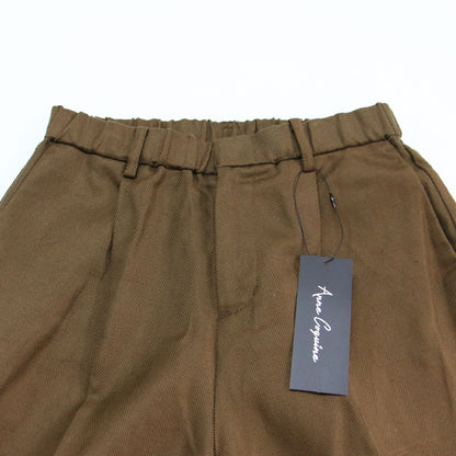 24春夏 ヘリンボーン ショートパンツ / センタープレス タック ウエストゴム コットン リネン ネップ加工