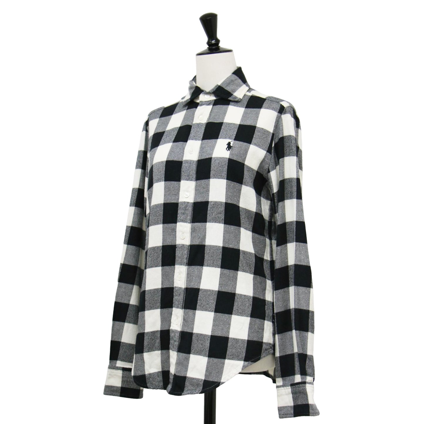 クラシックフィット ブロックチェック シャツ / ブラウス 長袖 コンパクト ポニー刺繍 コットン