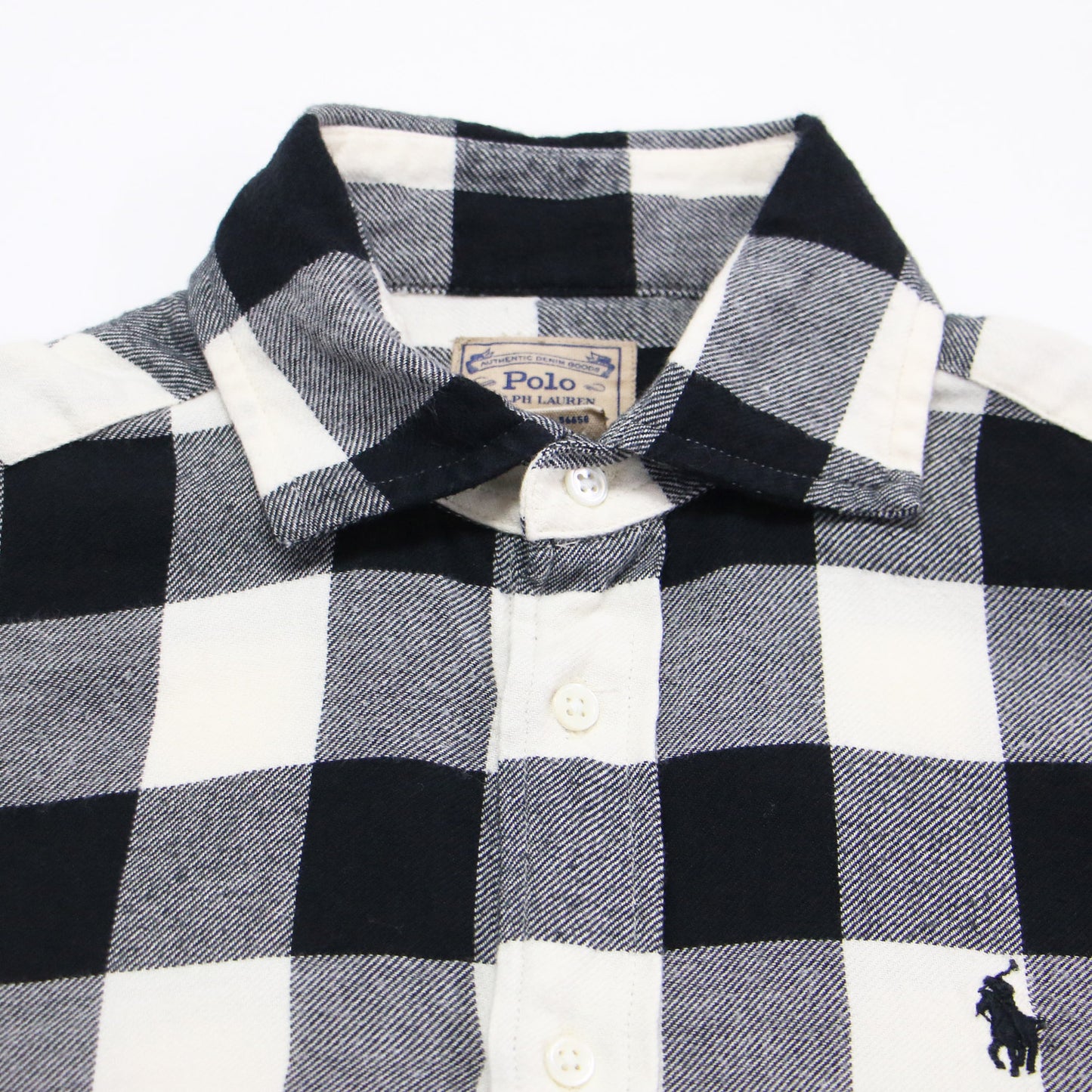 クラシックフィット ブロックチェック シャツ / ブラウス 長袖 コンパクト ポニー刺繍 コットン