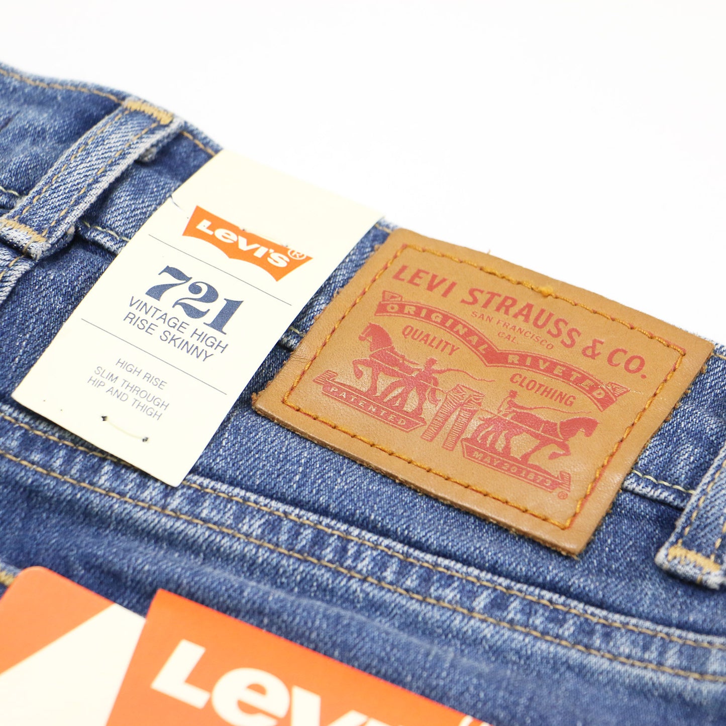 ヴィンテージ ハイライズ スキニー デニム パンツ 721 / VINTAGE HIGH RISE SKINNY パッチワーク ストレッチ ダメージ加工 コットン