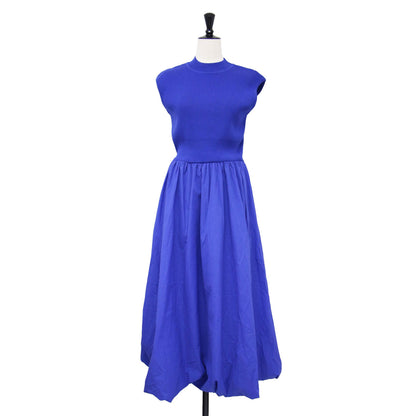 24春夏 ハイネック ニット組 バルーンシルエット ワンピース / ドレス ノースリーブ ロング丈 リブ タック ギャザー