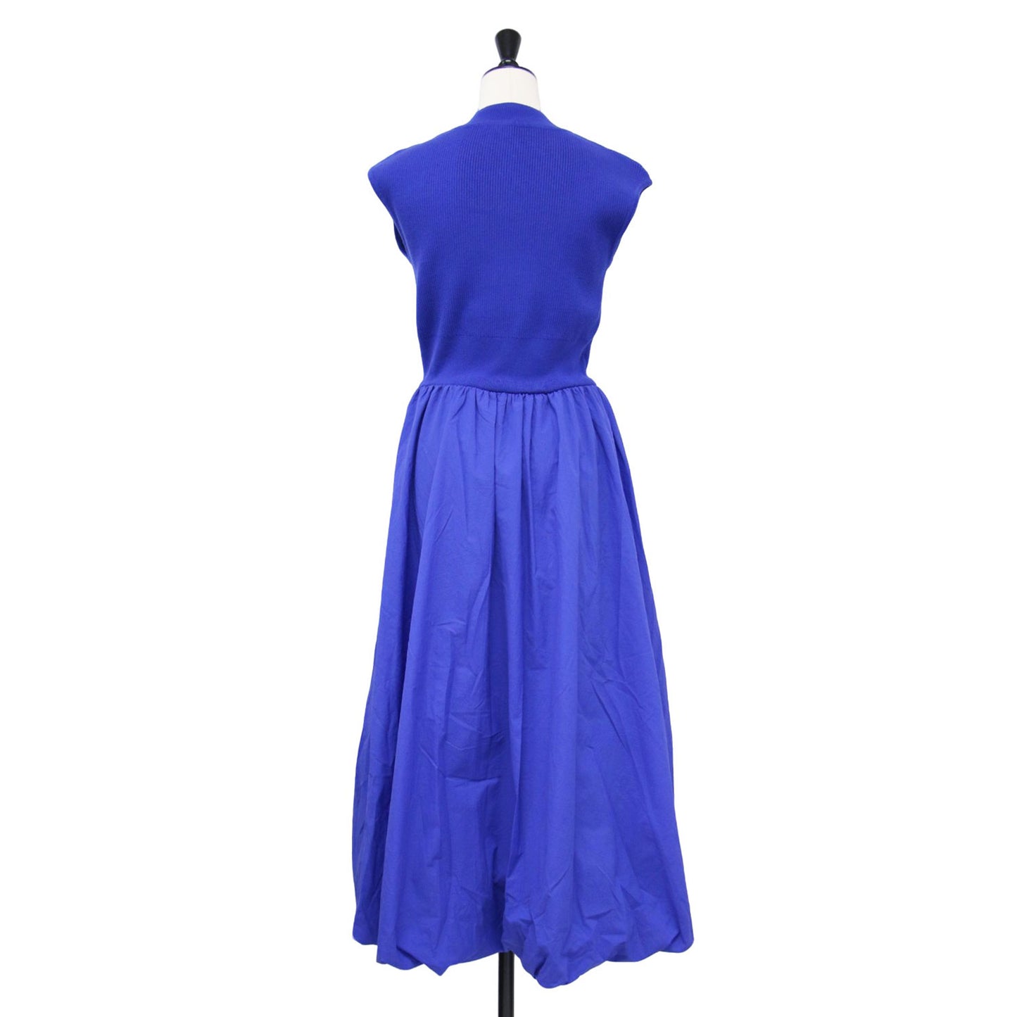 24春夏 ハイネック ニット組 バルーンシルエット ワンピース / ドレス ノースリーブ ロング丈 リブ タック ギャザー