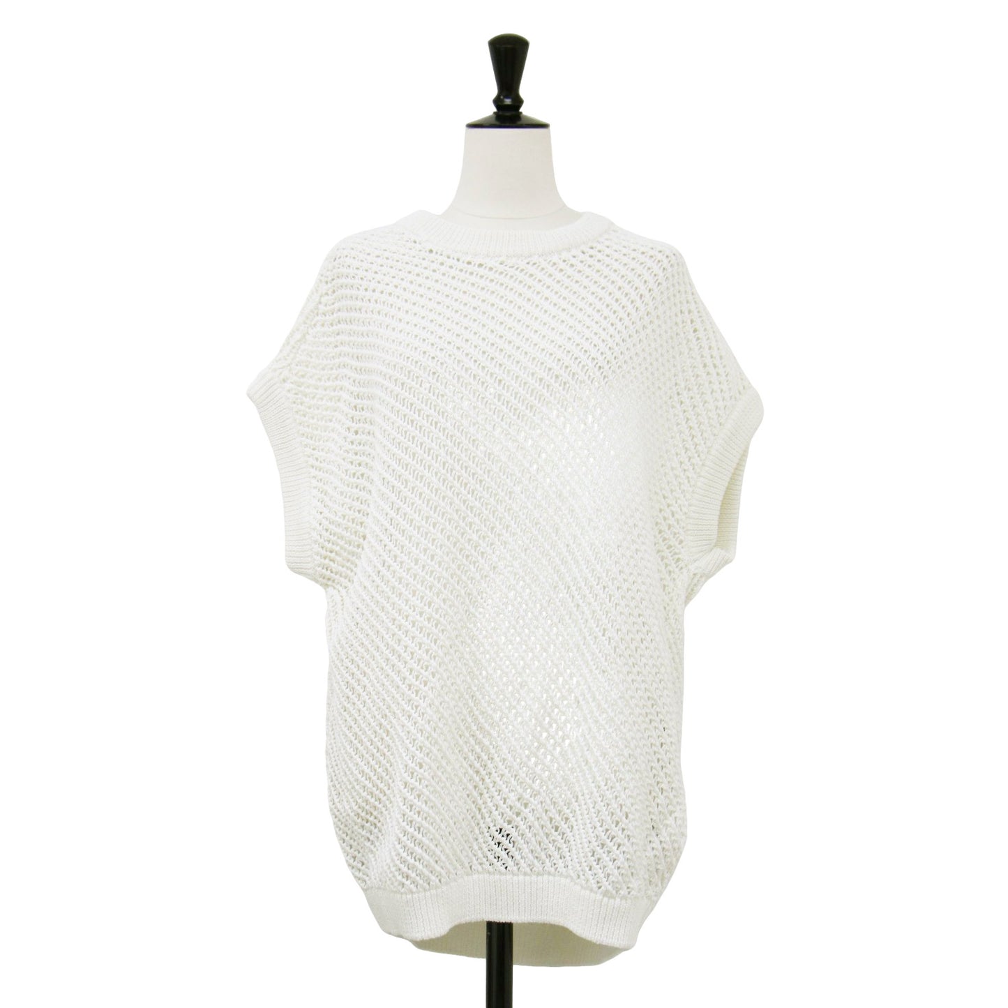 メッシュ コットン クルーネック ベスト / ニット ドロップショルダー リネンライク