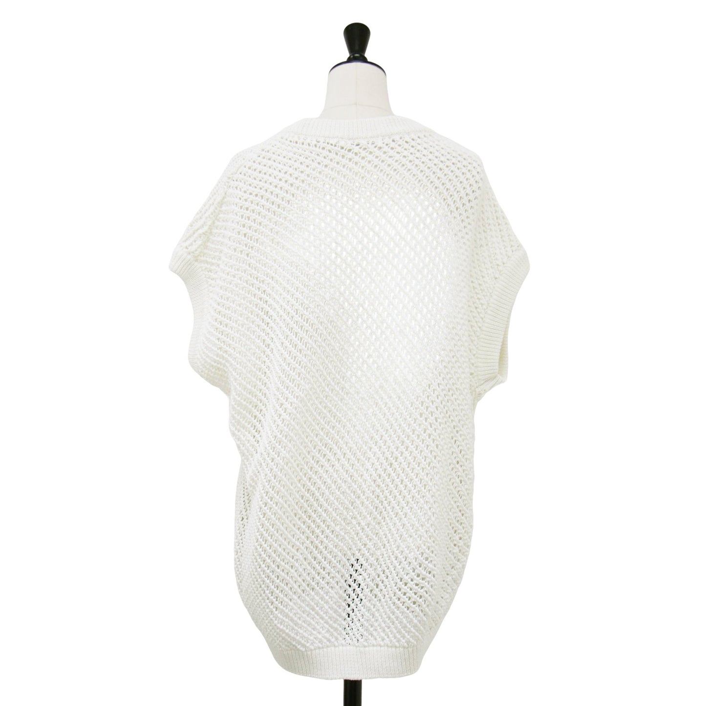 メッシュ コットン クルーネック ベスト / ニット ドロップショルダー リネンライク