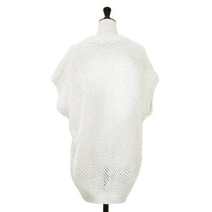 メッシュ コットン クルーネック ベスト / ニット ドロップショルダー リネンライク