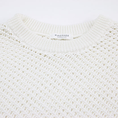 メッシュ コットン クルーネック ベスト / ニット ドロップショルダー リネンライク