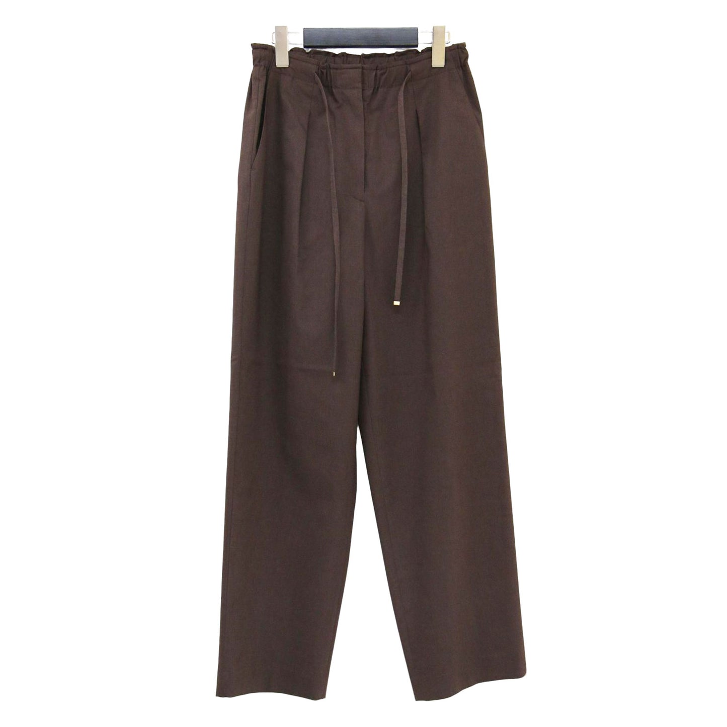 パワーリネン イージー ストレートパンツ / テーパード パンツ タック ウエストゴム ストレッチ