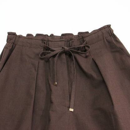 パワーリネン イージー ストレートパンツ / テーパード パンツ タック ウエストゴム ストレッチ