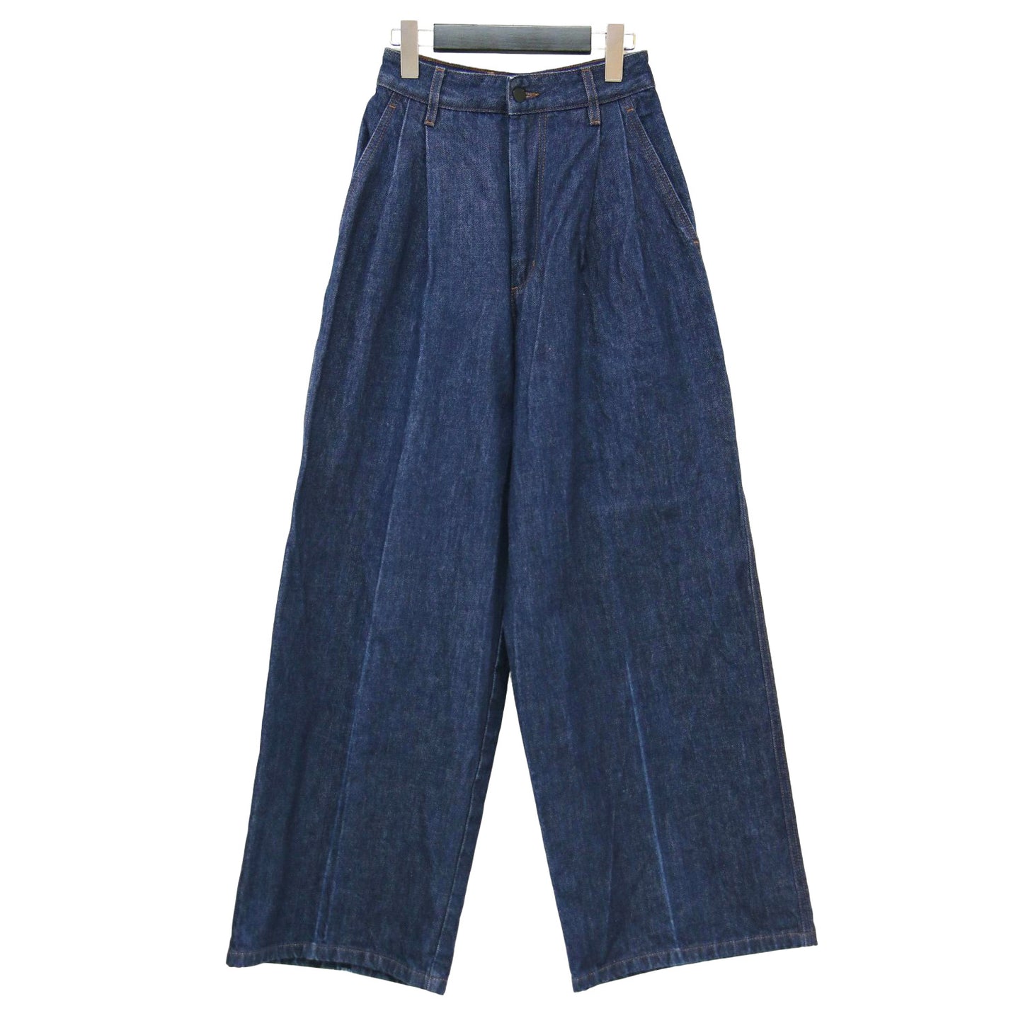 23秋冬 ワイド デニム パンツ / WIDE LEG JEAN センタープレス ハイウエスト タック