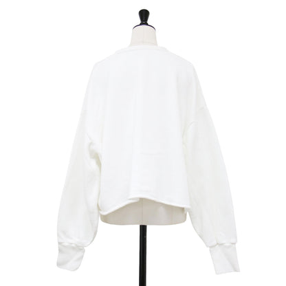 24春夏 スウェット Vネック プルオーバー / 長袖 クロップド丈 カットオフ コットン