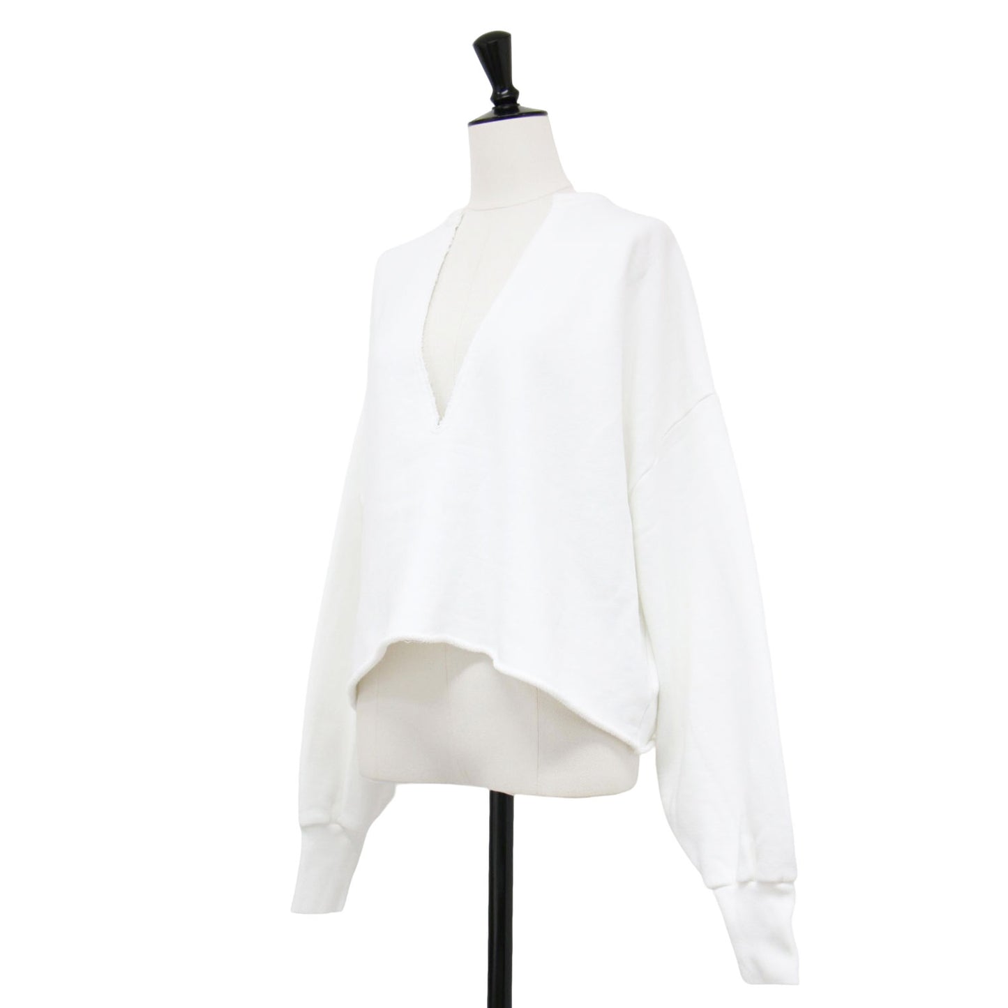 24春夏 スウェット Vネック プルオーバー / 長袖 クロップド丈 カットオフ コットン