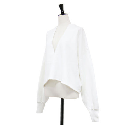 24春夏 スウェット Vネック プルオーバー / 長袖 クロップド丈 カットオフ コットン