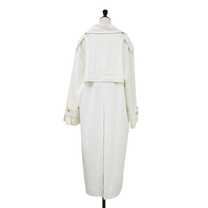 24春夏 コットン シルク ロングコート / トレンチコート オーバーサイズ ネップ