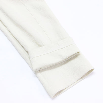 23春夏 バイカラージャケット / mapel ダンボールニット 長袖 ノーカラー チュニック丈 リボンテープ コットン
