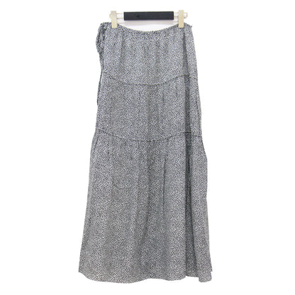 21秋冬 プリント ティアード ギャザー ロング スカート / フレア 総柄 リボン コットン