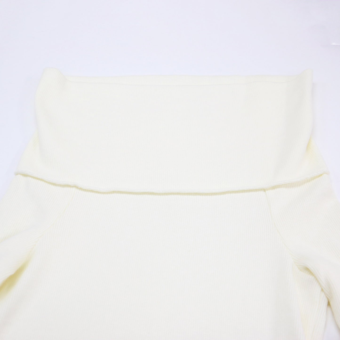 オフショルダー トップス / OFF SHOULDER TOPS ニット 5分袖 リブ